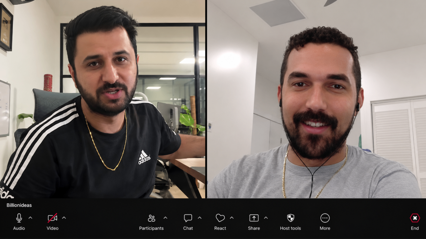 Billionideas client meeting screenshot.