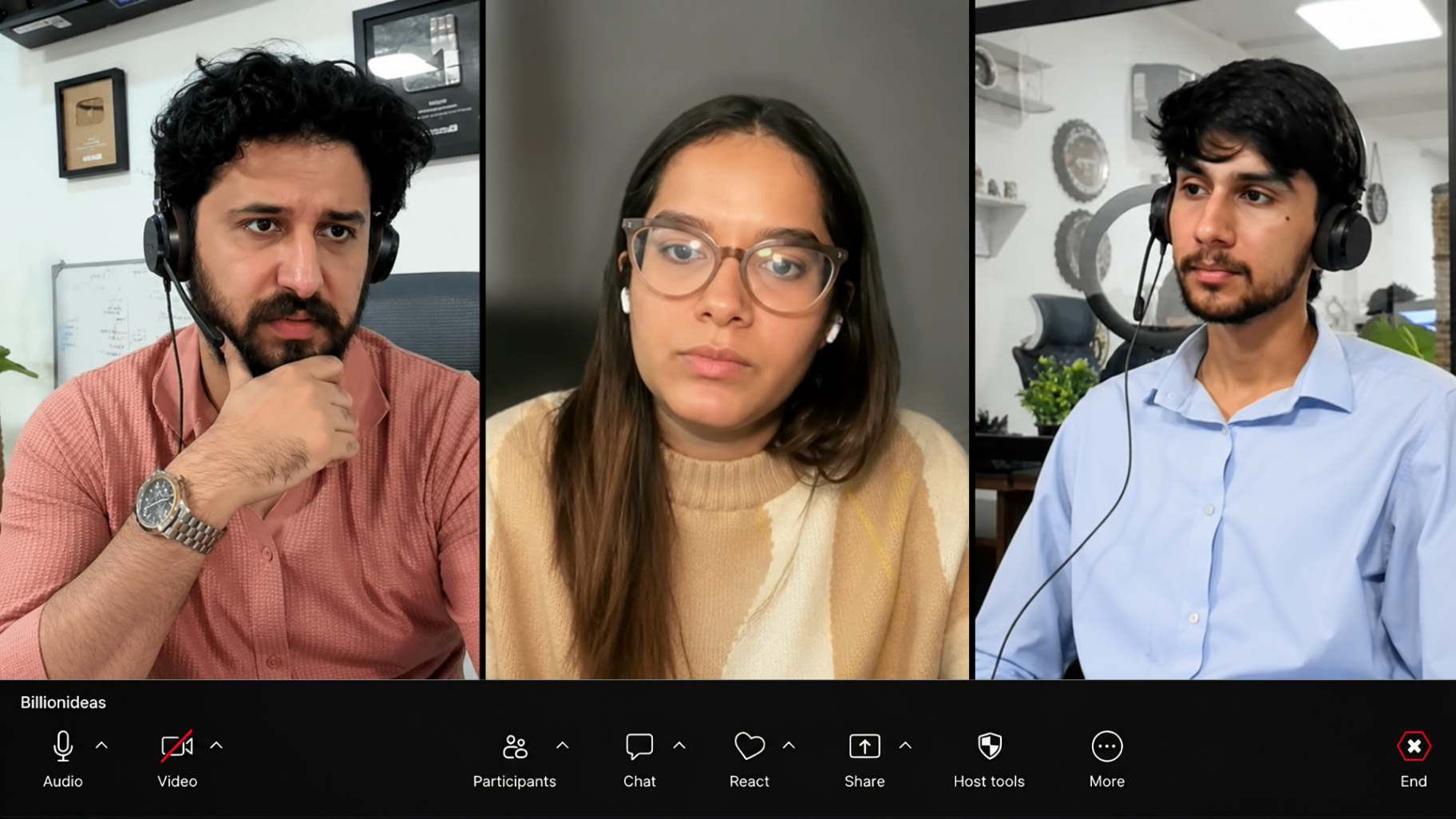 Billionideas three-person remote workshop.