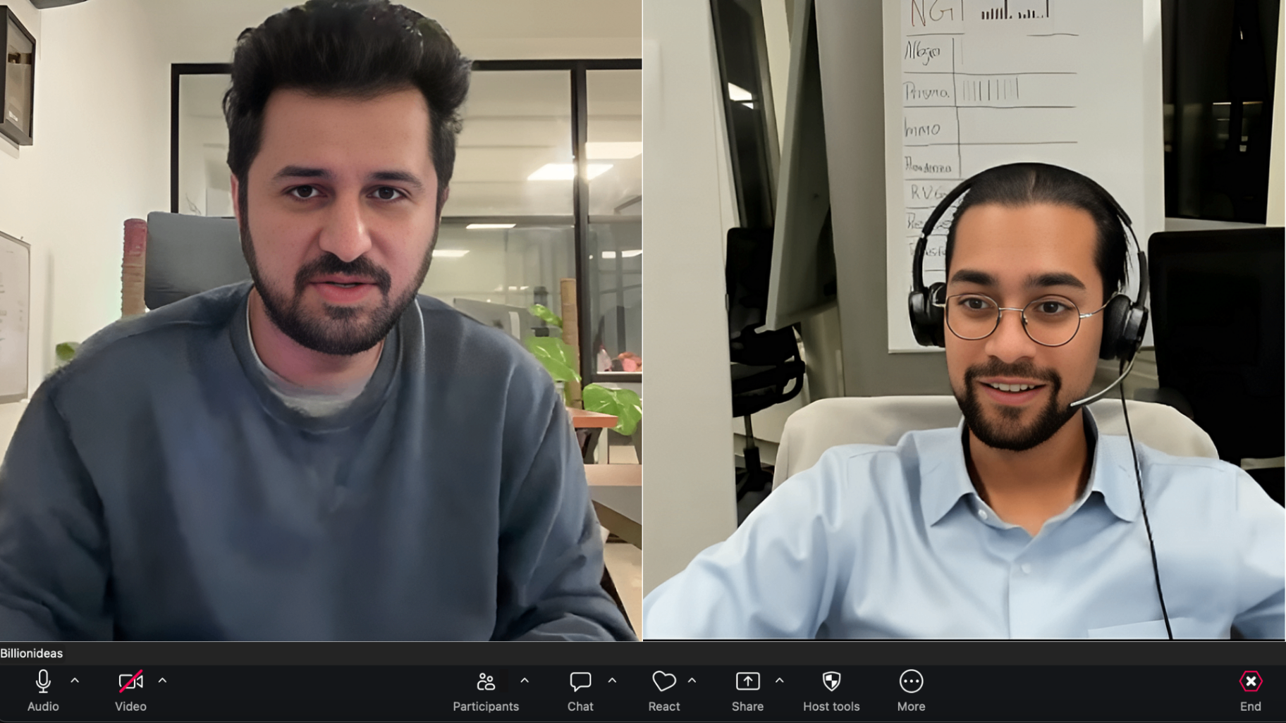 Billionideas video consultation with a client.